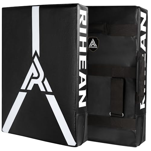 Large Kick Shield - 24" Muay Thai Kickboxing Pad with 5 Padded Handles, Dense Foam for MMA, Boxing, Martial Arts, Karate, Taekwondo Training (1 Unit)