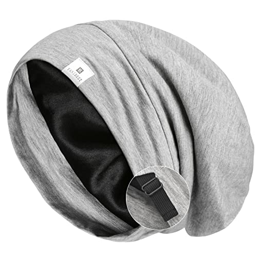 YANIBEST Slouchy Beanie Hat Satin Lined Sleep Cap Chemo Headwear Caps - color: Light Grey, size: Medium