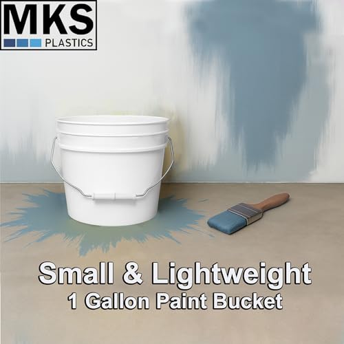 1-Gallon Bucket with Airtight Lid – Made in USA, Food Grade BPA Free Plastic, Heavy Duty Multi-Use, Metal Handle with Grip, Stackable Storage – White, 10 Pack - color: White, size: 10