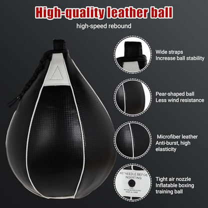 Hipicute Speed Bag Platform Kit - 24" Heavy Duty Wall Mount Boxing Equipment with 180°/360° Swivel Punching Ball for Home Gym, Professional Reaction Training & Fitness Workouts