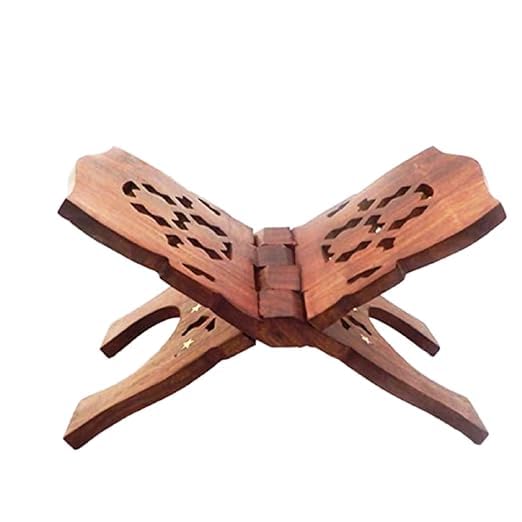 Generic Holy Book Stand Wooden Book Holy Book Stand for Quran, Bible,Bhagwat Geeta, Ramayana,Guru Granth Sahib Pack of 1 (Big), Medium, Brown, LNESBS0904240011
