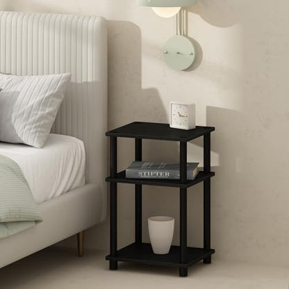 Furinno Just 3-Tier Turn-N-Tube Open Storage Nightstand, 1-Pack, Plastic Poles, Americano/Black - color: Americano/Black, size: 1-Pack