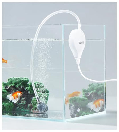 Aquarium Air Pump Mini Fish air Pump Super Quiet Fish Bowl air Pump for Up to 10 Gallon Fish Tank 1.5 Watts 310ml/min - color: White Round-Basic Kit