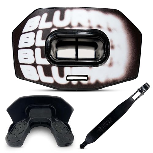 DAMAGE CONTROL Youth Football Mouth Guard – Breathable No Boil Mouthpiece, Protects Lips & Teeth, Works with Braces, Includes Helmet Strap – Sports Gear & Accessories (Blurr) - color: Blurr