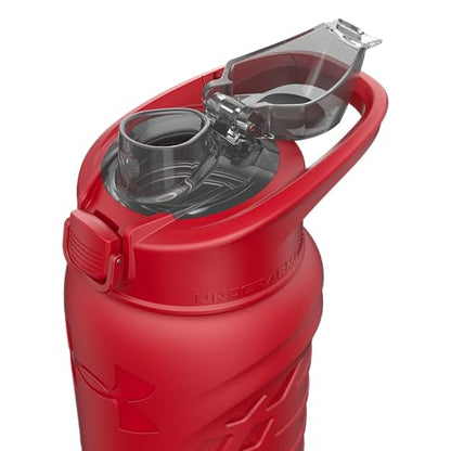 Under Armour 24Oz Stainless Steel Water Bottle, Insulated, Carabiner Easy Carry Hook, Leak Proof, Kids & Adults, All Sports, Gym - color: Solid Red