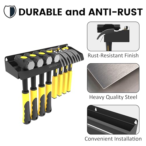 UNITEDPOWER Hammer Holder, Wall Mount Storage Rack Organizer for Workshop, Shed, Garage, Home, Fit Most of Hammer or Small Tools - style: Hammer Holder