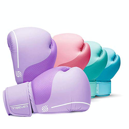 Sanabul Easter Egg Boxing Gloves for Women, Pro Training MMA Kickboxing Muay Thai Gloves, Sparring Punching Heavy Bag - color: Lavender, size: 8 oz