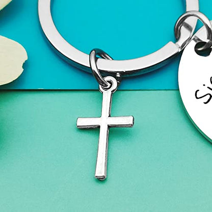 Dabihu Christian Gift Keychain Religious Gift Bible Verse Keyring Baptism Christmas Easter Birthday First Communion Gift - color: Silver Keychain for Sisters in Christ Are Sisters for Life