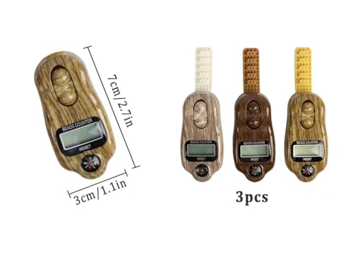 Digital Beads Counter, 3 Pieces Digital Tasbih Tally Counters, Resettable Finger Counter, Digital-Counter with Compass,Electronic Rotating Prayer Beads Counters,for Meditation,Muslim Prayer