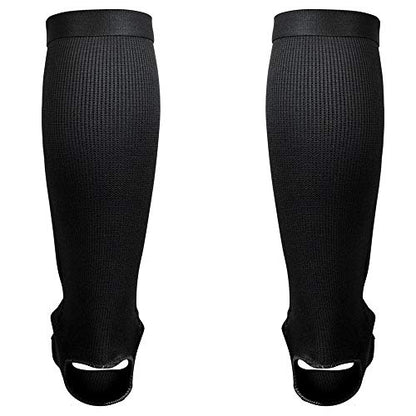 Combat Corner Slip On Elastic Muay Thai Shin Guards – Kickboxing, MMA Sparring and Training Protective Instep Shin Pads - size: Youth Large