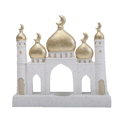 Gold and White Decorative Mosque Tower Islamics Eid Mubaraks Decors Table Ornament Ramadans Home Decorations Gift Islamics Mubaraks Decors