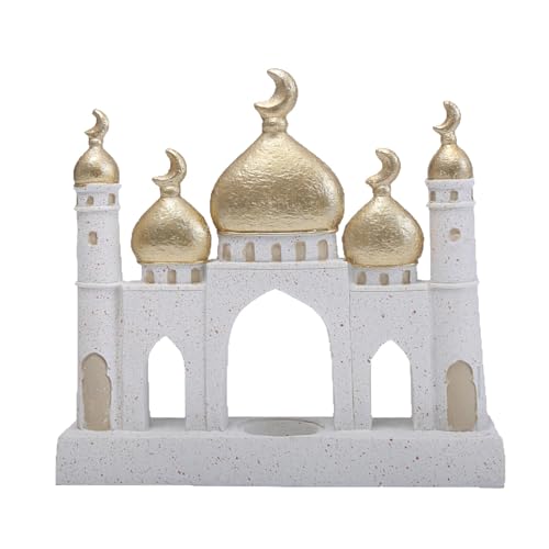 Gold and White Decorative Mosque Tower Islamics Eid Mubaraks Decors Table Ornament Ramadans Home Decorations Gift Islamics Mubaraks Decors