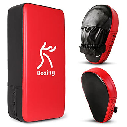 Odoland Punching Mitts Kick Pack Set, Boxing Mitts Focus Pads, Taewondo Kick Pad, Great for Boxing, Kickboxing, Karate, Muay Thai, MMA Training