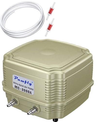 Pawfly Aquarium Air Pump 254 GPH Dual Outlets Fish Tank Air Pump for Tanks up to 300 Gallons Adjustable Quiet Oxygen Pump Fish Tank Aerator with Airline Tubing and Check Valves - size: PRO Standard (Up to 300 Gallon)