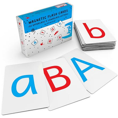 Attractivia Magnetic Big Montessori Alphabet ABC Flash Cards - 52 Sturdy Uppercase & Lowercase Large Letters, Black - for Classroom Teachers, Homeschool, ESL, Kids and Adults - style: Montessori Uppercase & Lowercase