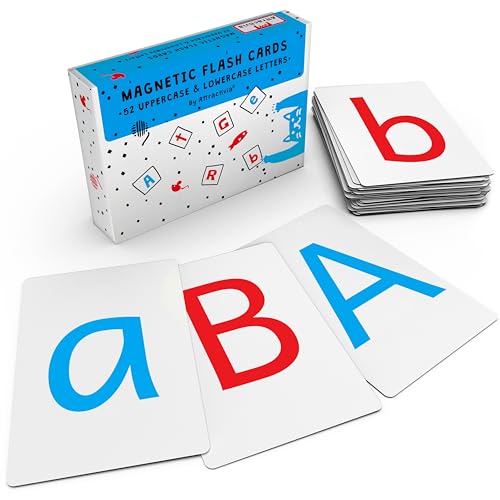 Attractivia Magnetic Big Montessori Alphabet ABC Flash Cards - 52 Sturdy Uppercase & Lowercase Large Letters, Black - for Classroom Teachers, Homeschool, ESL, Kids and Adults - style: Montessori Uppercase & Lowercase