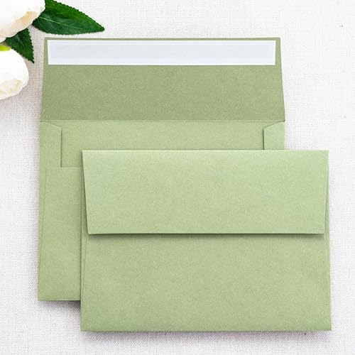 PONATIA 5x7 Envelopes, Self- Adhesive Sage Green A7 Envelopes - 50 Pack - color: Sage Green