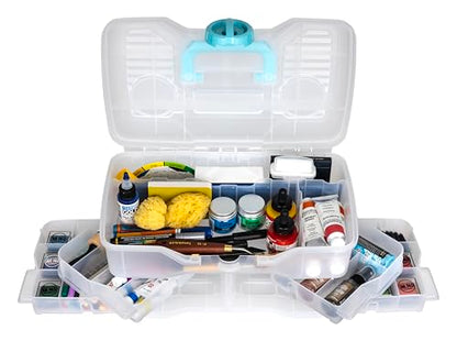 Clear Plastic Organizer - ArtBin - Small Parts Organizer - for DIY Arts & Crafts Storage Boxes & Organizers, Sewing Storage - Storage Box with Compartments, Project Box - Medium (4 Pivot Trays) 6943PB - style: Medium (4 Pivot Trays)