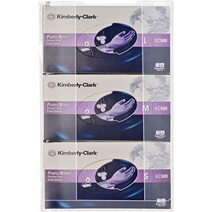 Kantek Wall Mounted Acrylic Glove Box Holder Dispenser, 3 Box Capacity, for Use in Food Service, Healthcare, Hospitals, Restaurants, 10.3" x 3.8" x 16", Clear - size: Triple