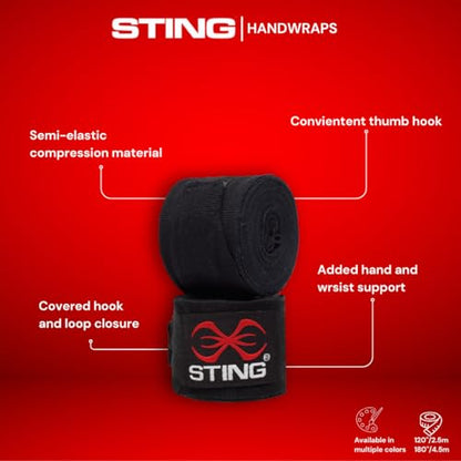 STING Elasticized Boxing Hand Wraps, Boxing Equipment for Professional Competition and Training - color: Snow Camo