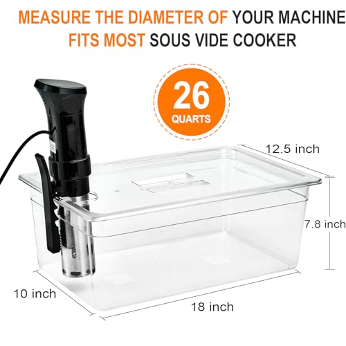 Large Sous Vide Container with Lid, 26 Qt, BPA-Free Clear Tub | BPA-free 26 Qt container with fitted lid reduces evaporation for batch cooking; fits Anova and most sous vide cookers. - color: Large Sous Vide Container-without accessories