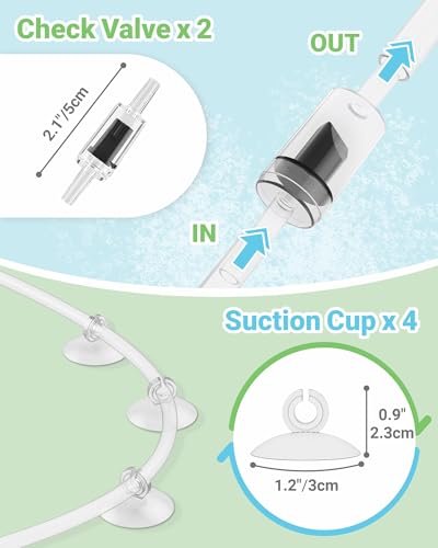 Moonorange Aquarium Air Pump Accessories Kit with Standard Tubing, 4pcs Air Stones, 2pcs Check Valves, 6pcs Suction Cups, 4pcs Connectors, T Shape Control Valve (10 Ft. Tubing Kit)