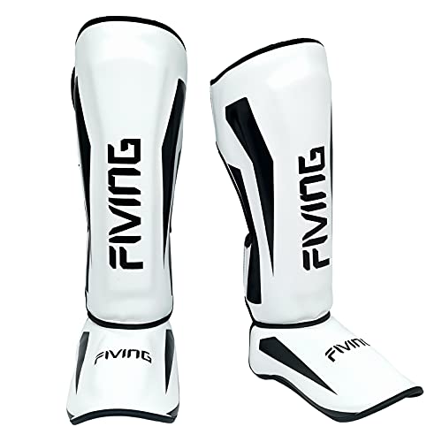 MMA Martial Arts Shin Guards – Padded, Adjustable Muay Thai Leg Guards with Instep Protection for Kickboxing/MMA Training and Sparring – Durable, Professional MMA Equipment - color: White, size: Small