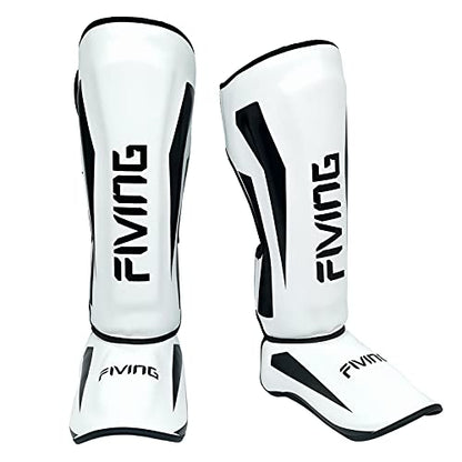 MMA Martial Arts Shin Guards – Padded, Adjustable Muay Thai Leg Guards with Instep Protection for Kickboxing/MMA Training and Sparring – Durable, Professional MMA Equipment - color: White, size: Small