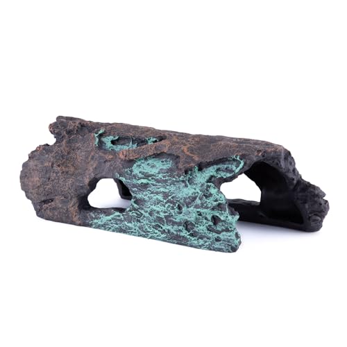 Natural Reptile Hide Basking Platform, Hideout Decor for Aquarium, Fish Tank, Bearded Dragon, Gecko, Shrimp, Betta (Glow-in-the-Dark Tree Cave, Medium) - color: Glow-in-the-Dark Tree Cave, size: Medium