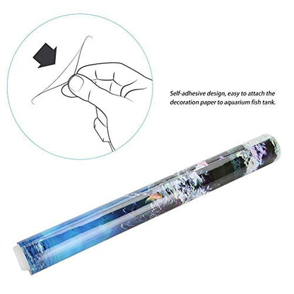 FILFEEL Aquarium Background Fish Decorations Pictures PVC Adhesive Poster Underwater Backdrop Decoration Paper Cling Decals Sticker(61 * 30cm)