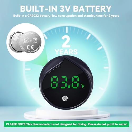 Removable Aquarium Water Thermometer with Touch Screen Digital Fish Tank Thermometer LED Display ±1℉/0.5℃, Fish Tank Accessories for Betta, Axolotl, Shrimp, Turtle, Reptile and Aquatic (Dark Blue)