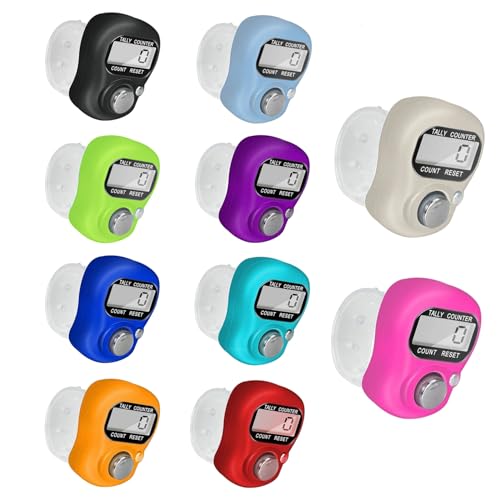 Electronic Finger Counter, Resettable Hand Tally, 5 Digit Number and LCD Electronic Digital Display, Handheld Clicker Counting - size: 10 Packs