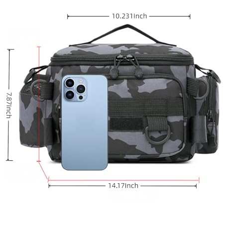 Fishing Tackle Storage Bags for Saltwater or Freshwater Fishing Gear - Padded Shoulder Strap - Tackle Box Bag Fishing Bag (Grey Blue) - color: Grey Blue