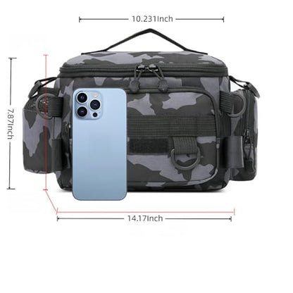 Fishing Tackle Storage Bags for Saltwater or Freshwater Fishing Gear - Padded Shoulder Strap - Tackle Box Bag Fishing Bag (Grey Blue) - color: Grey Blue