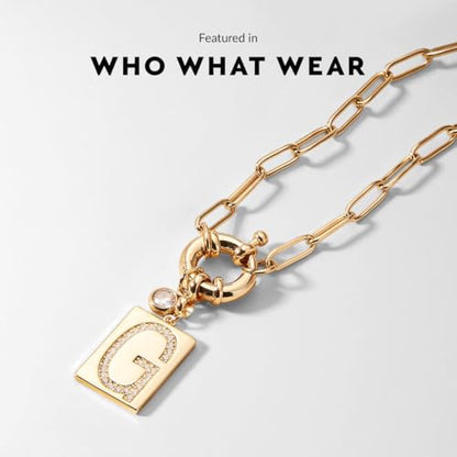 Mint & Lily Gold Initial Necklace for Women – 18K Gold Plated 24” Paperclip Chain with Sparkling Letter Pendant - style: Letter: C
