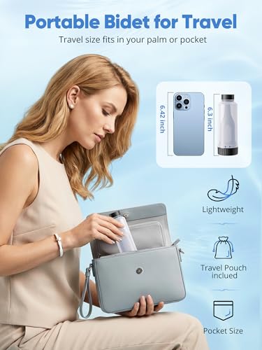 Portable Bidet for Travel – Electric Peri Bottle with Dual Spray Modes, 360° Nozzle, Water Bottle Adapter, USB Rechargeable, Waterproof, Travel Bidet for Postpartum & Personal Hygiene (Black)