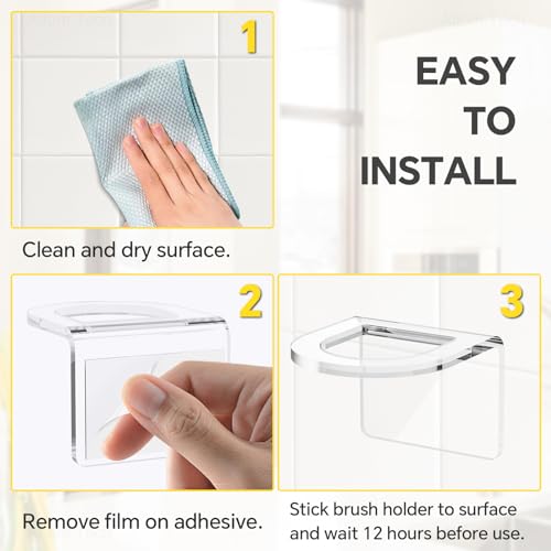 NiHome Sink Brush Holder Clear Acrylic 2 Pack, Adhesive Kitchen Organizer | Durable Design Mounts in Seconds—Fits Scrub & Dish Brushes. Sleek Clear Caddy for Any Sink Type. No Drilling Needed.