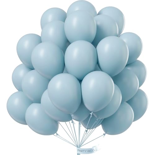 PartyWoo Dusty Blue Balloons 50pcs 12 Inch Light Blue Aqua Boho Latex Helium Balloons for Wedding Graduation Baby Shower Gender Reveal Bachelorette Birthday Under The Sea Party Decorations Blue-F28 - color: Blue-f28