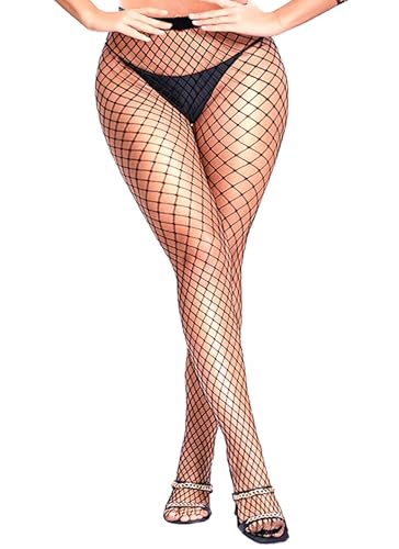 lmotpe Plus Size Fishnet Tights Stockings Women's High Waist Stockings for Women - color: Black- M Mesh 1