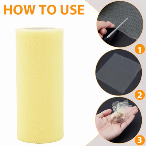 GORGECRAFT 150 Feet 2 Rolls Fishing Spawn Net 6 Inch Wide Yellow Polyester Soft Sac Netting Sack Tulle Mesh Catfish Bait Holder Accessories for Roe Bags Fishing Equipment Skirt Making - color: Yellow