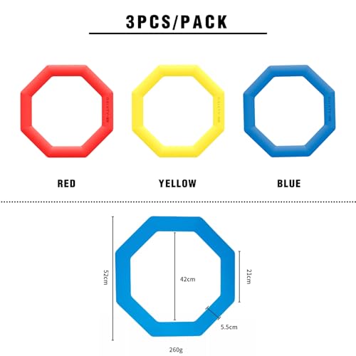 Agility Rings 3 Pcs Suitable for Sports & Fitness Step Training, Non-Slip Silicone Speed Training Rings with 192 Suction Cups, Training Equipment for Basketball Soccer Street Dance - color: Red