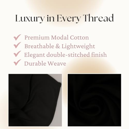 Premium Breathable Modal Cotton Hijab for Women, Lightweight, Non-Slip, Soft & Elegant Scarf for Everyday Wear - color: Jet Black