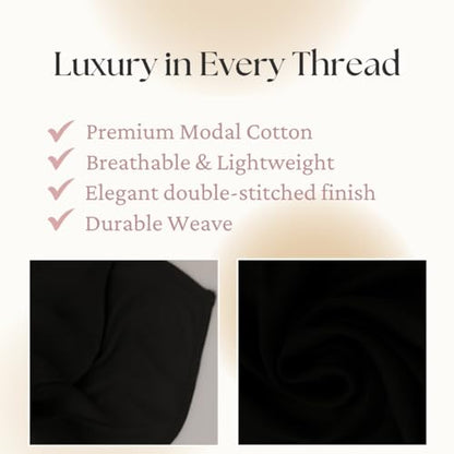 Premium Breathable Modal Cotton Hijab for Women, Lightweight, Non-Slip, Soft & Elegant Scarf for Everyday Wear - color: Jet Black