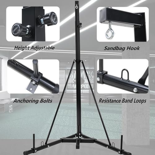 Clevich Height Adjustable Punching Bag Stand, Heavy Duty Boxing Stand, Steel Sandbag Rack - Supports Up to 150 lbs for Home Gym Fitness