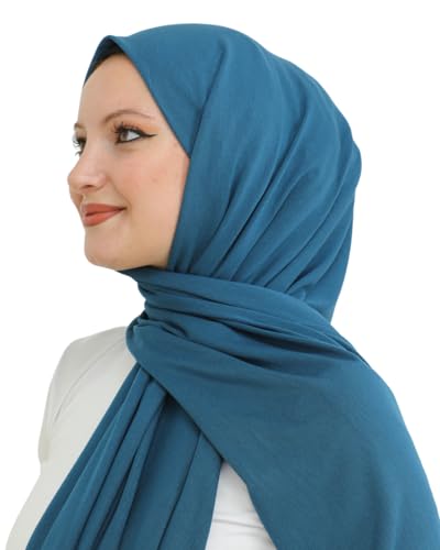 Prien Hijab for Women Viscose Scarf Lightweight Muslim Hijabs Long Shawl Islamic Scarves Turkey Silk Headscarf for Womens - color: Turquoise