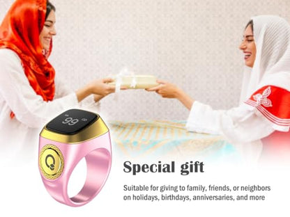 Anlising Smart Ring Counter, Smart Tasbih Zikr Ring, Muslim Islamic Prayer Smart Rings, Tasbih Counter Smart Ring, Tasbeeh Smart Counter, Digital Electronic Smart Tally Counter for Prayer (Pink, 20MM)