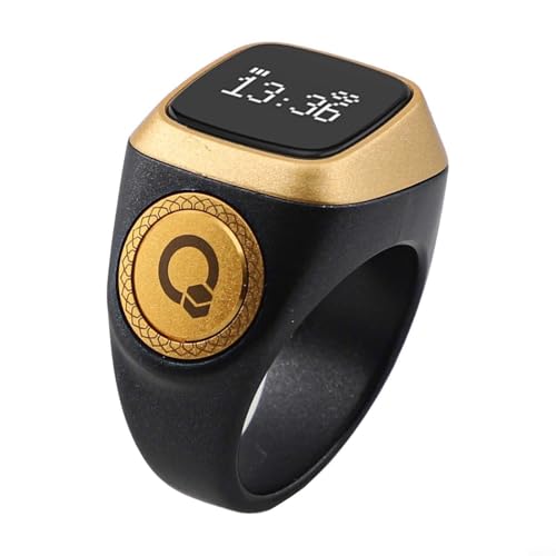 Smart Zikr-Ring for OLED Display Digital Ring Counter, Vibration Reminder for Muslim Prayer Times, 40MAh Long Life, Sizes 18Mm 20Mm 22Mm, Colors Black Blue Green Brown Pink(22mm Black) - size: 22mm Black