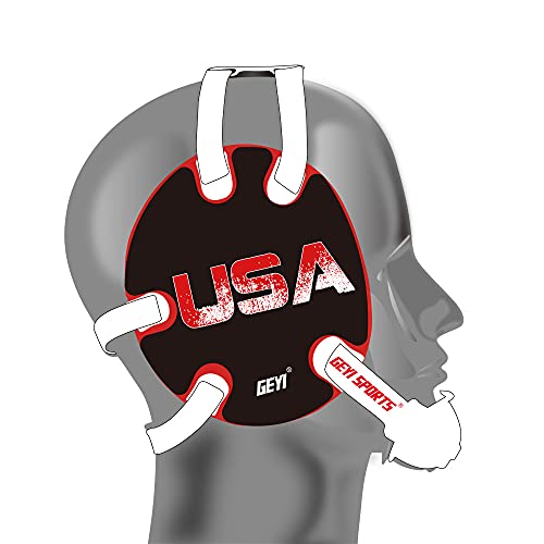 Wrestling Headgear with USA and Flag Wraps (Red, Adult) - color: Red, size: Adult