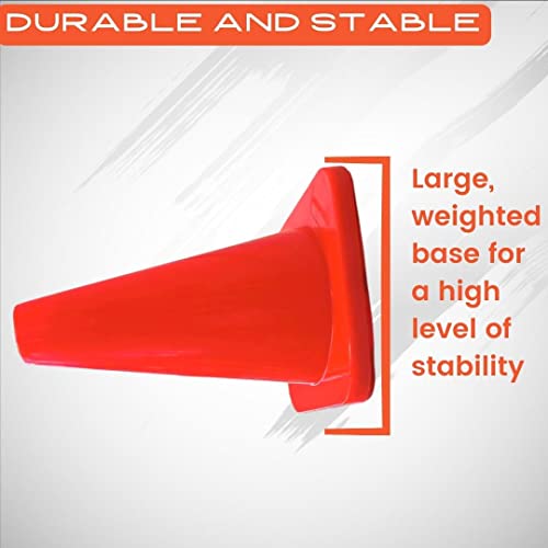 Versatyle Heavy Duty Agility Training Cones (2 in, 6 in, 9 in, 12 in, 28 in) for Sports, Kids Coaching, Multipurpose Field Marker Cones, Soccer, Basketball Drills, Bike, Motorcycle, Traffic Training - style: 9in, Orange