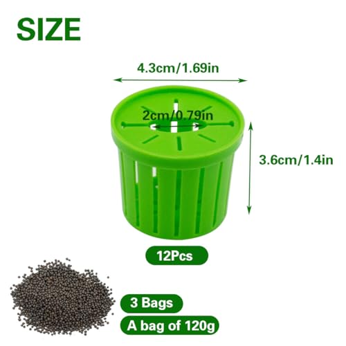 12 PCS Aquarium Plant Weights with Substrate Anti-Floating Plant Holder | Plastic Plant Baskets Fixed Ring Set for Fish Tank Landscaping Decoration, 1.65 x 1.47 Inch
